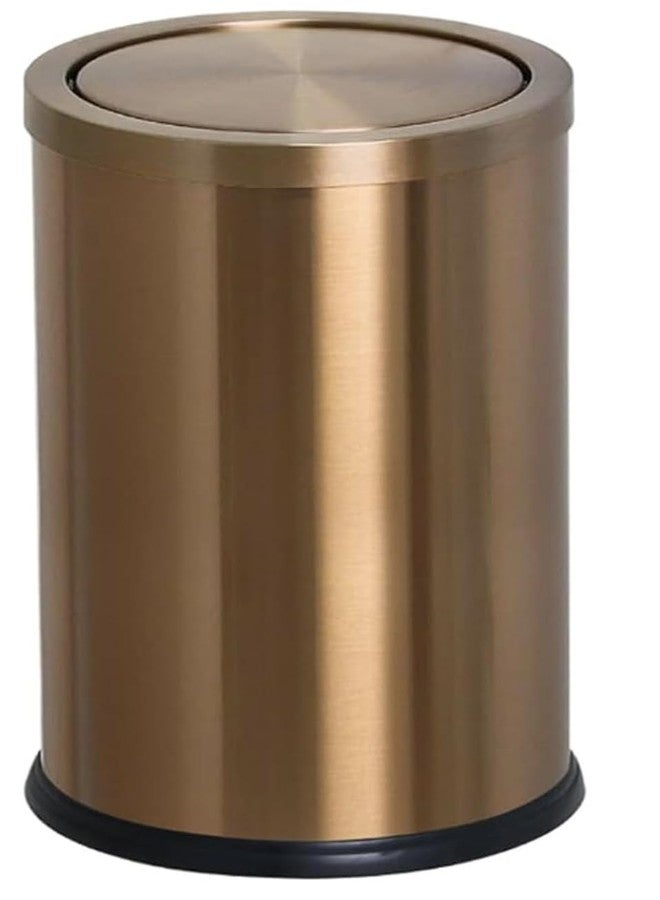 LITTERBIN سلة مهملات فاخرة من الفولاذ المقاوم للصدأ من ليتربين، مطلية بالذهب الوردي، مزودة بغطاء | سلة مهملات دائرية الشكل للمنزل والمطبخ والحمام والمكاتب والحمام، مقاس 8 × 12 بوصة (11 لترًا) - Image 1